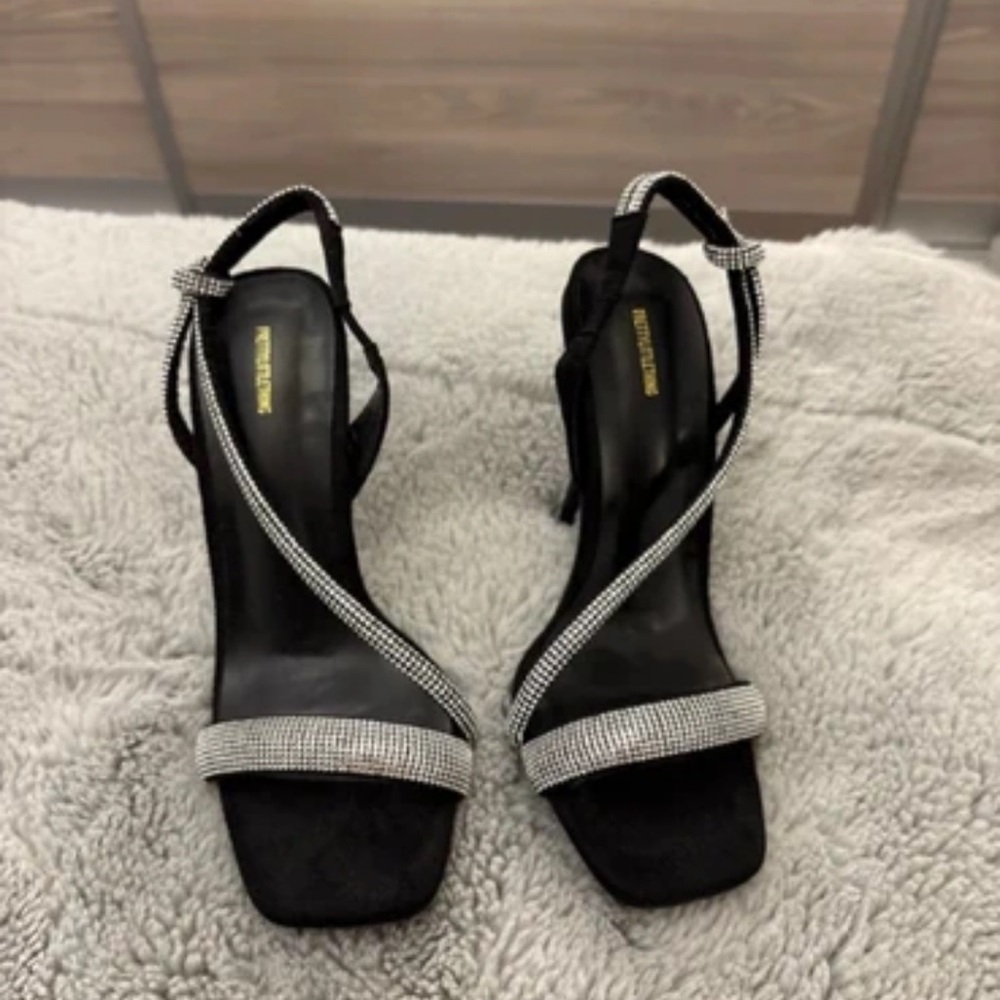 Elegant Black and Silver Strappy Heels